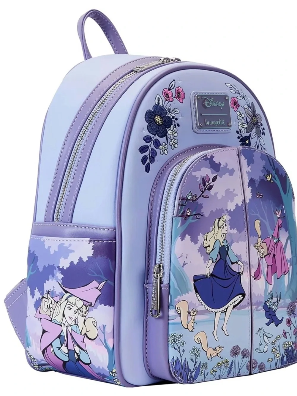 Disney Princess Lavender and Purple  Backpack with Floral Art